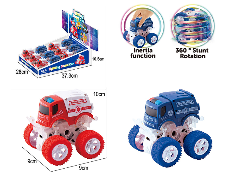 Double Friction Stunt Off-Road Vehicle With Light(Ambulance/SWAT Police Car)12pcs
