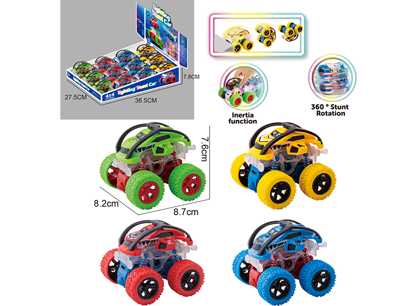 Double Friction Cartoon Off-Road Stunt Car With Light 12pcs