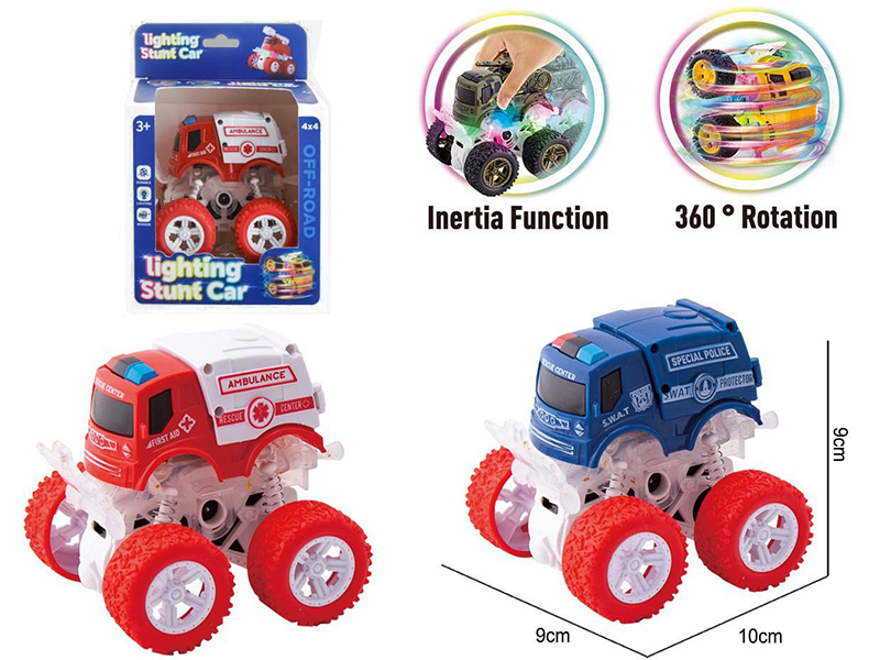 Double Friction Stunt Off-Road Vehicle With Light(Ambulance/SWAT Police Car)1pcs