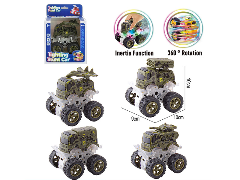 Double Friction Stunt Off-Road Military Truck With Light 1pcs