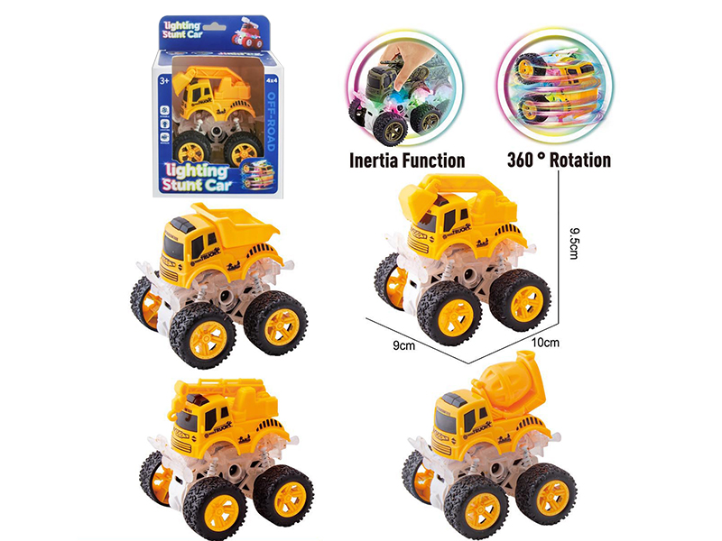 Double Friction Stunt Off-Road Engineering Truck With Light 1pcs