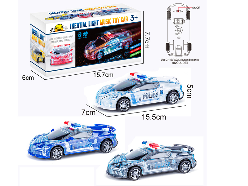 Friction Bugatti Police Car With Light 1pcs
