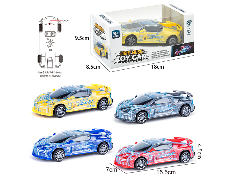 Friction Bugatti Racing Car With Light 1pcs