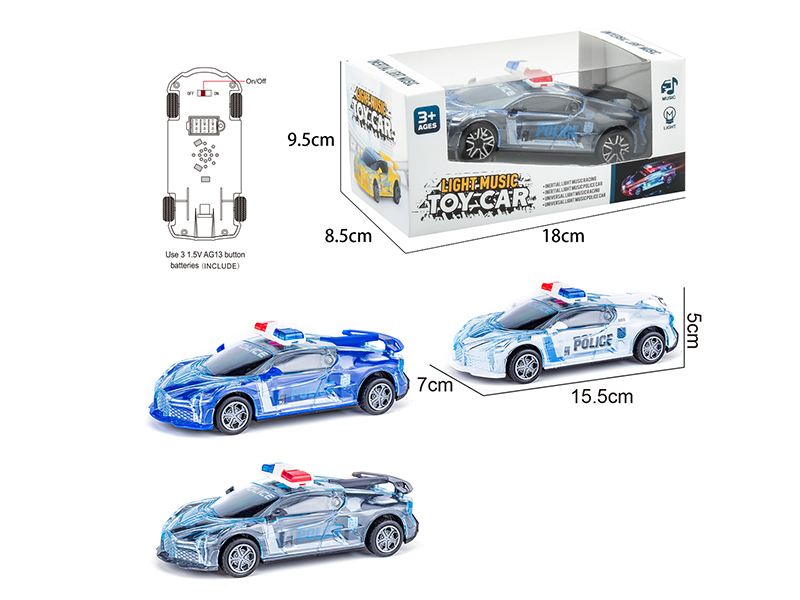 Friction Bugatti Police Car With Light 1pcs