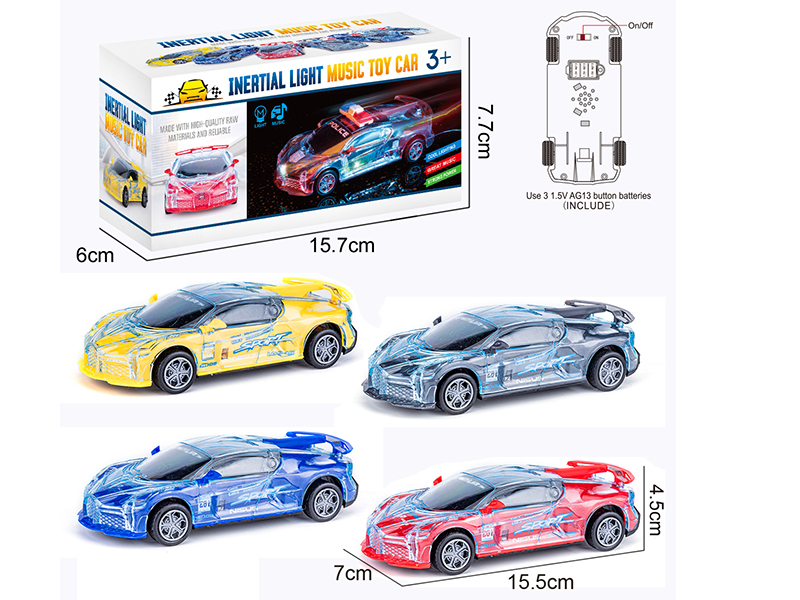 Friction Bugatti Racing Car With Light 1pcs