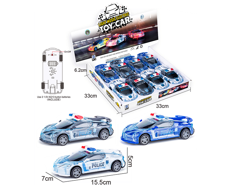 Friction Bugatti Police Car With Light And Music 8pcs
