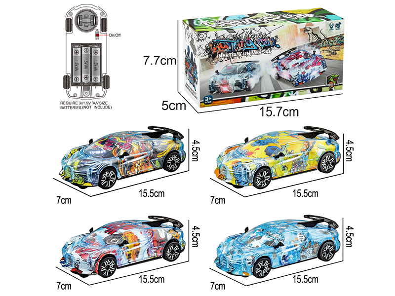 B/O Go And Bump Graffiti Car With Light And Music(Abstract Pattern) 1pcs