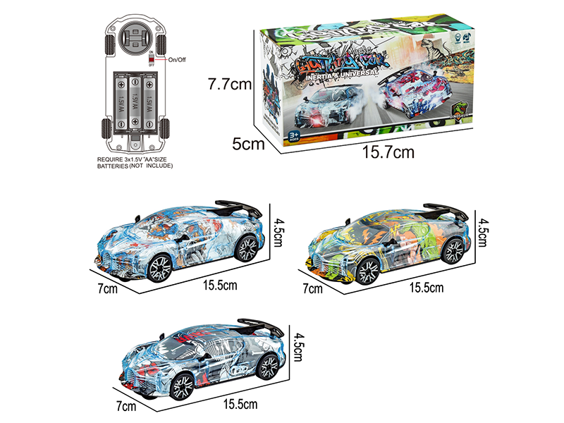 B/O Go And Bump Graffiti Car With Light And Music(Dinosaur Pattern) 1pcs