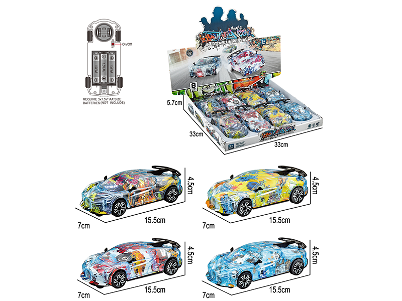 B/O Go And Bump Graffiti Car With Light And Music(Abstract Pattern)8pcs