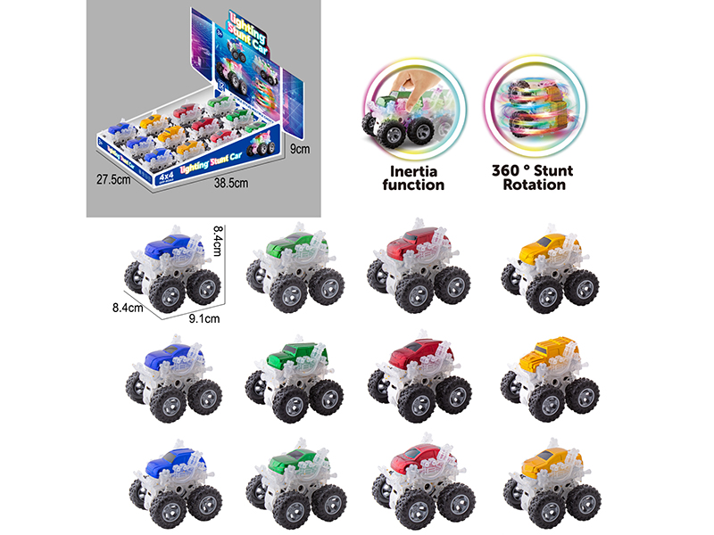 Double Friction Stunt Monster Truck With Light 12pcs