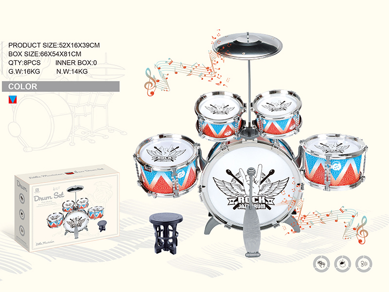 Jazz Drums Set 5 Drums + Chair