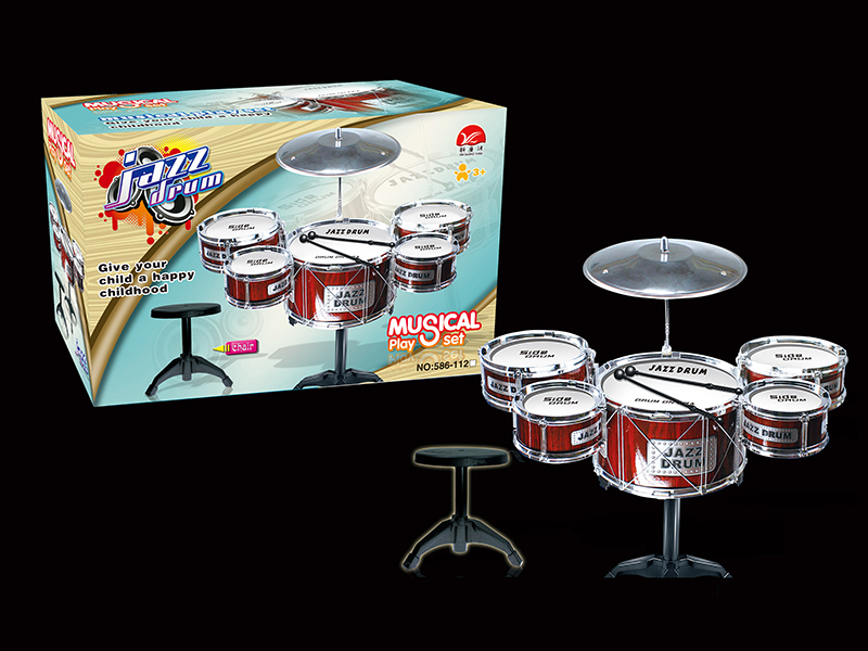 Wood Grain Jazz Drum Set(5 Drums + Chair)