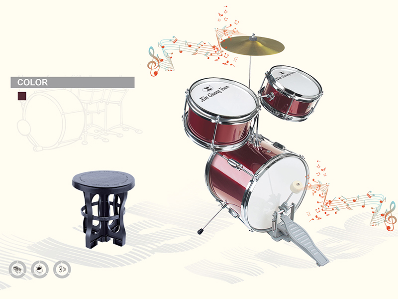 Electroplating Alloy Jazz Drum Set(3 Drums + Chair)