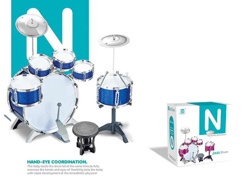 Jazz Drum Set(6 Drums + 2 Cymbals + Chair)