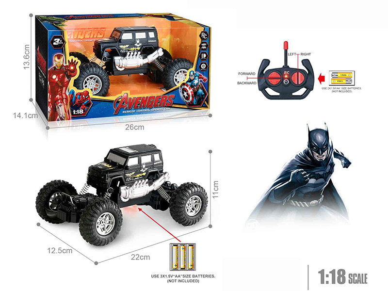 27Mhz 1:18 4-Channel Remote Control Mercedes-Benz Grand G Climbing Car With Lights(Batman)(Not Included Batteries)