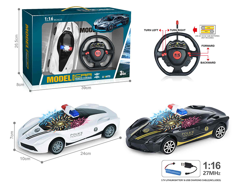 27Mhz 1:16 Ferrari 4-Channel Remote Control Police Car With Headlights(Included Batteries)