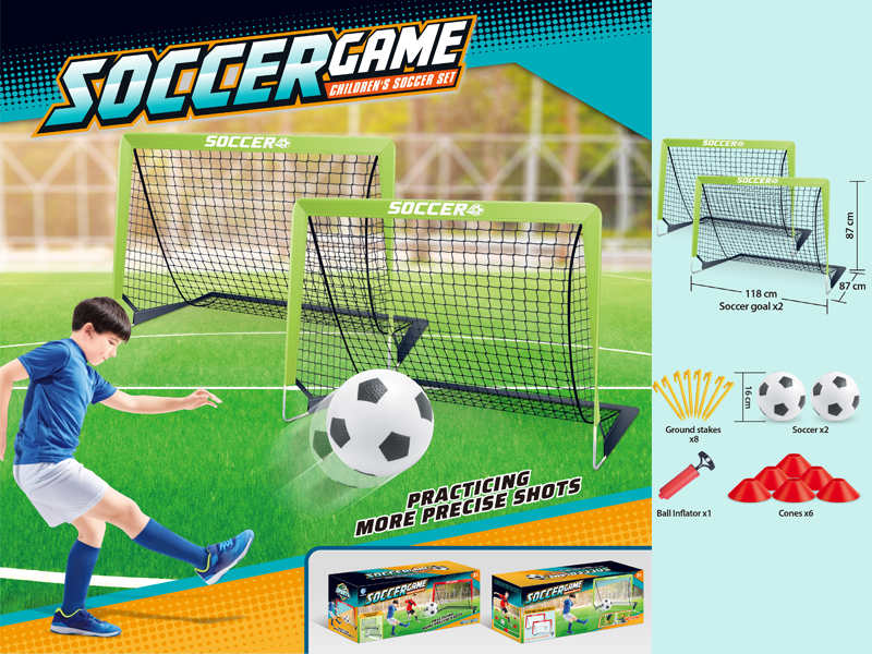 Green Double Door Football Goal(Black Net)