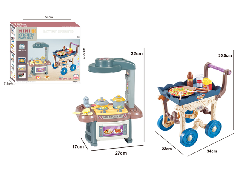 2-In-1 Dining Table+Pizza Cart