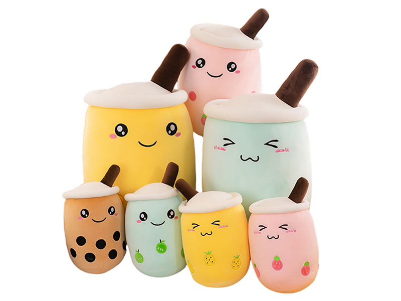 25CM Smiling Face Milk Tea Cup Plush Pillow