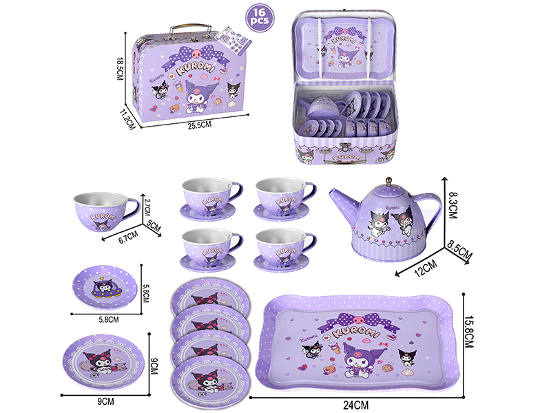 Kuromi Series Tinplate Tea Set 16pcs