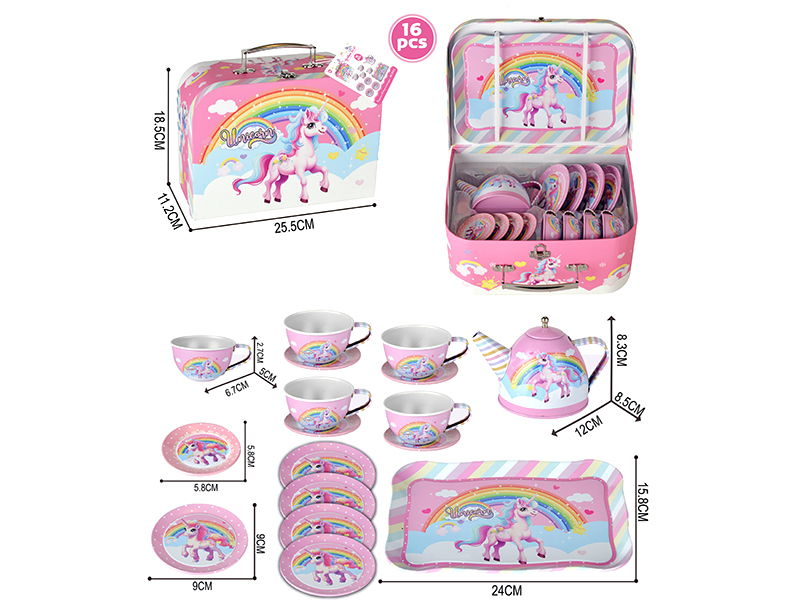 Unicorn Series Tinplate Tea Set 16pcs