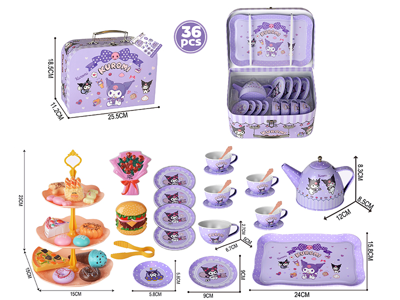 Kuromi Series Tinplate Tea Set Simulated Afternoon Tea Dessert Set 36pcs