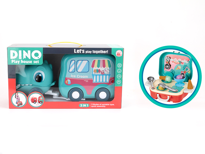 18PCS Dinosaur Ice Cream Storage Trailer
