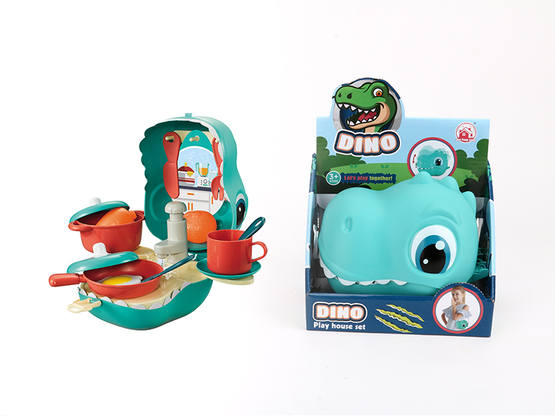 24PCS Kitchen Storage Dinosaur Backpack（Light Green）