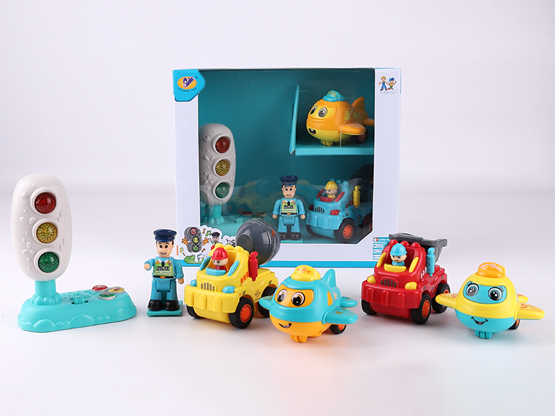 Music Traffic Light + Friction Airplane + Friction Engineering Truck + Action Figure