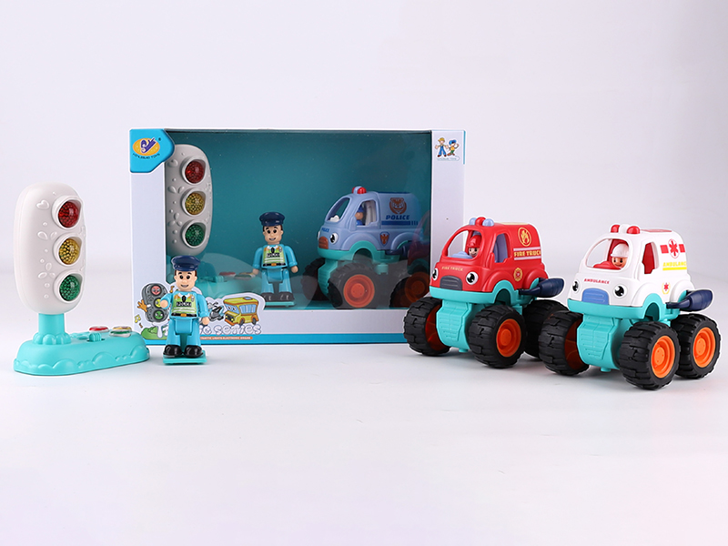 Music Traffic Light + Friction Off-Road Special Vehicle + Action Figure