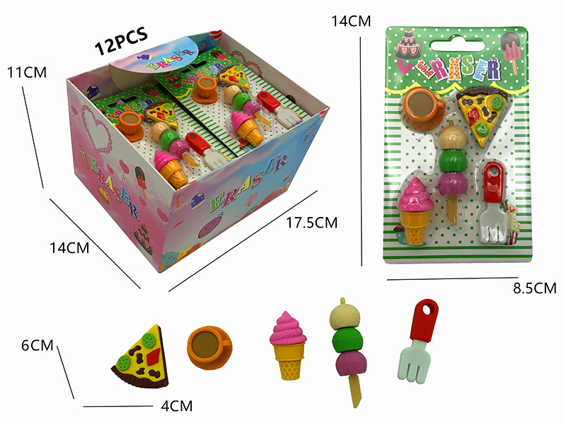12PCS Stationery Eraser Series (Detachable)