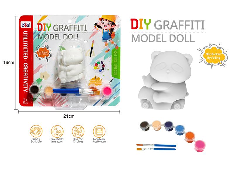 DIY Graffiti Soft Glue Solid Modle Doll - Panda