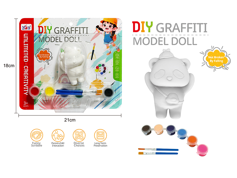 DIY Graffiti Soft Glue Solid Modle Doll - Panda