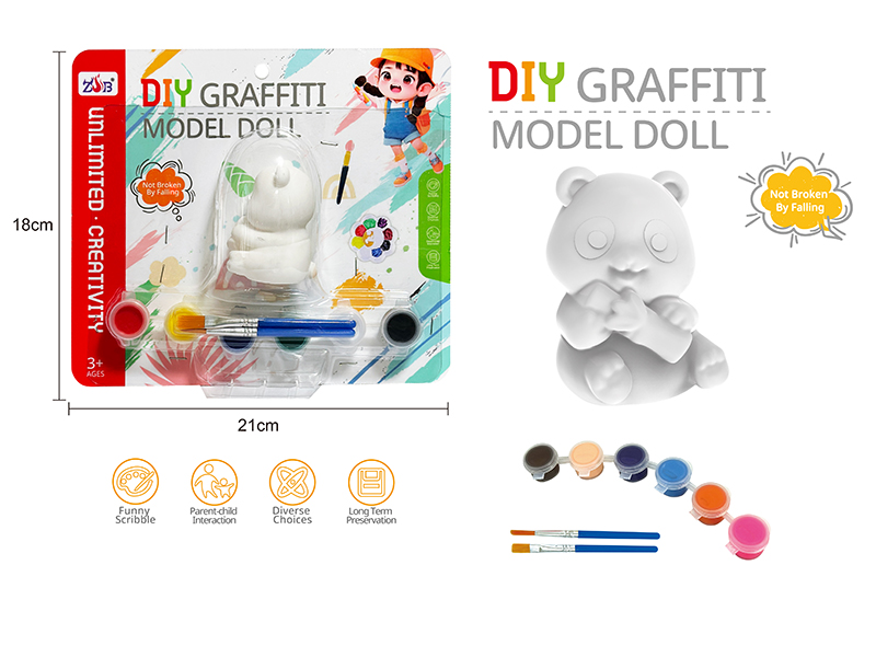 DIY Graffiti Soft Glue Solid Modle Doll - Panda