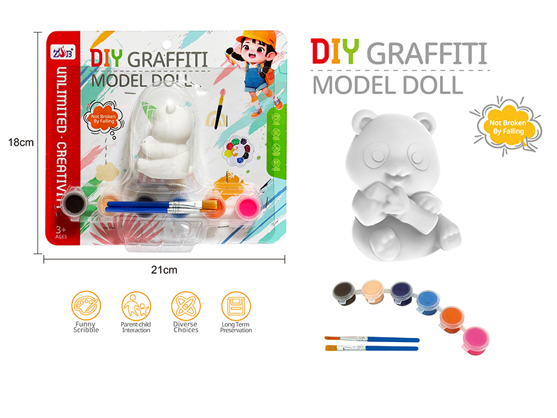 DIY Graffiti Soft Glue Solid Modle Doll - Panda