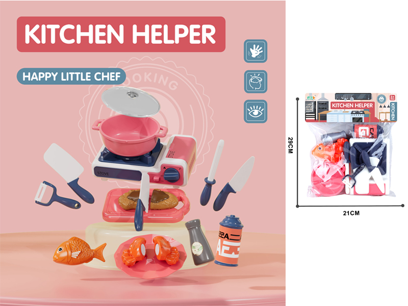 Gas Stove With Soup Pot And Food Set(Red)