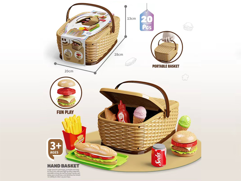 20PCS Picnic Burger Basket Toy Set