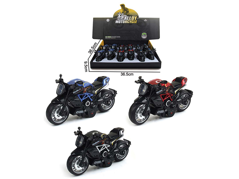 12PCS 1:12 Pull Back Alloy Gustav Motorcycle With Music