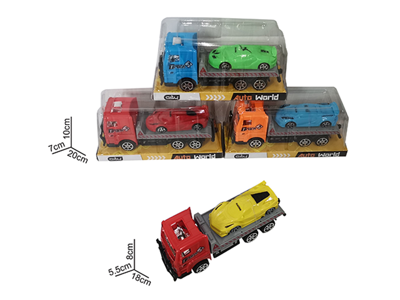 18CM Friction Tow Truck+1PCS 10CM Pull Back Sports Car