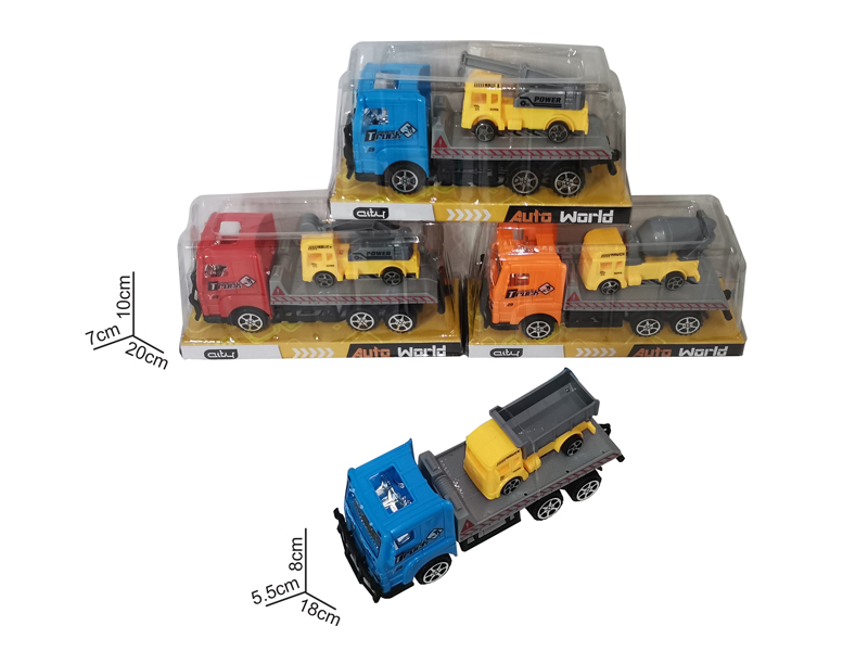 18CM Friction Tow Truck+1PCS 9.5CM Slide Engineering Vehicle