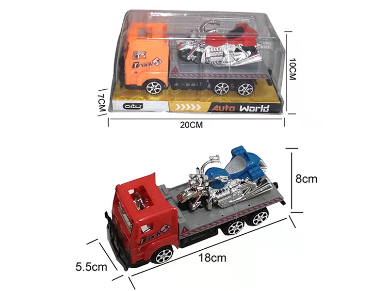 18CM Friction Tow Truck+1PCS 9CM Slide Motorcycles