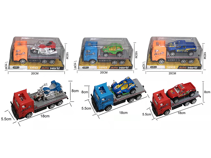 18CM Friction Tow Truck+1PCS 10/9/7CM Slide Car/Motorcycles/Karting