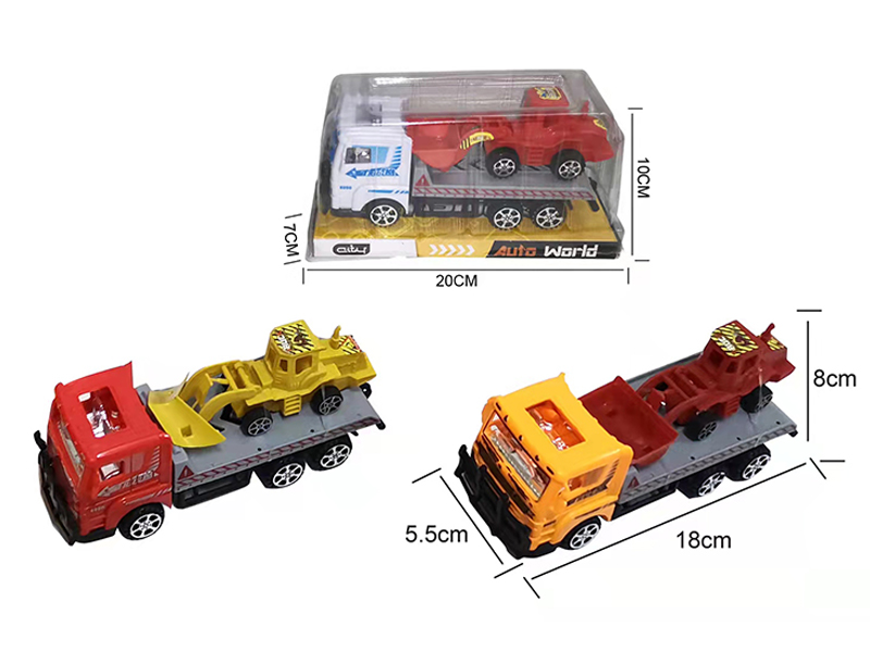18CM Friction Tow Truck+1PCS 12CM Slide Engineering Vehicle
