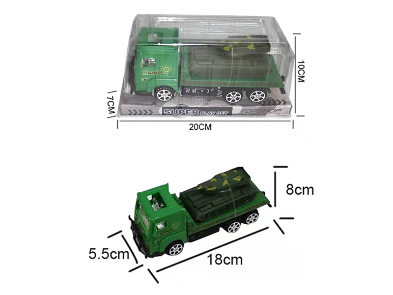 18CM Friction Military Towing Vehicle+1PCS 11CM Tank