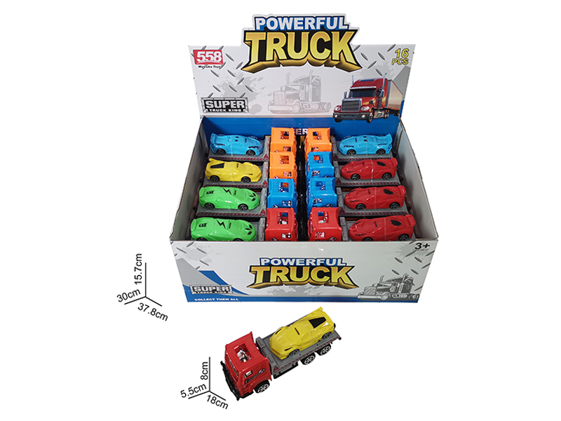 18CM Friction Tow Truck+1PCS 10CM Pull Back Sports Car(16PCS)
