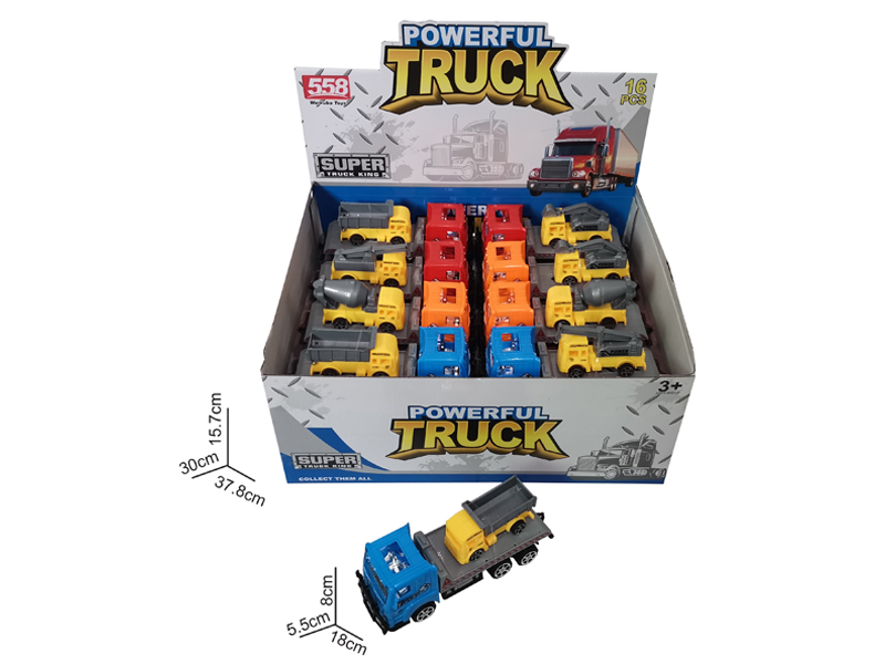 18CM Friction Tow Truck+1PCS 9.5CM Slide Engineering Vehicle(16PCS)