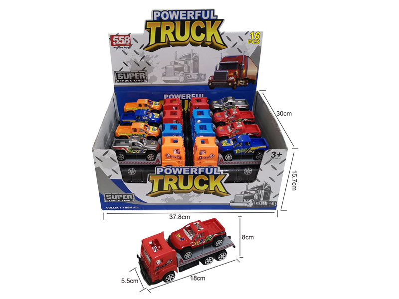 18CM Friction Tow Truck+1PCS 10CM Slide Car(16PCS)