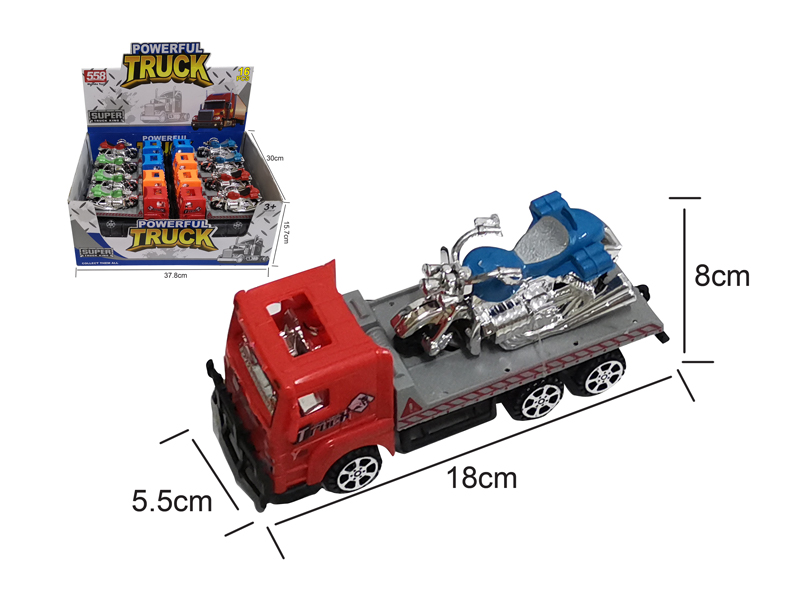 18CM Friction Tow Truck+1PCS 9CM Slide Motorcycles(16PCS)