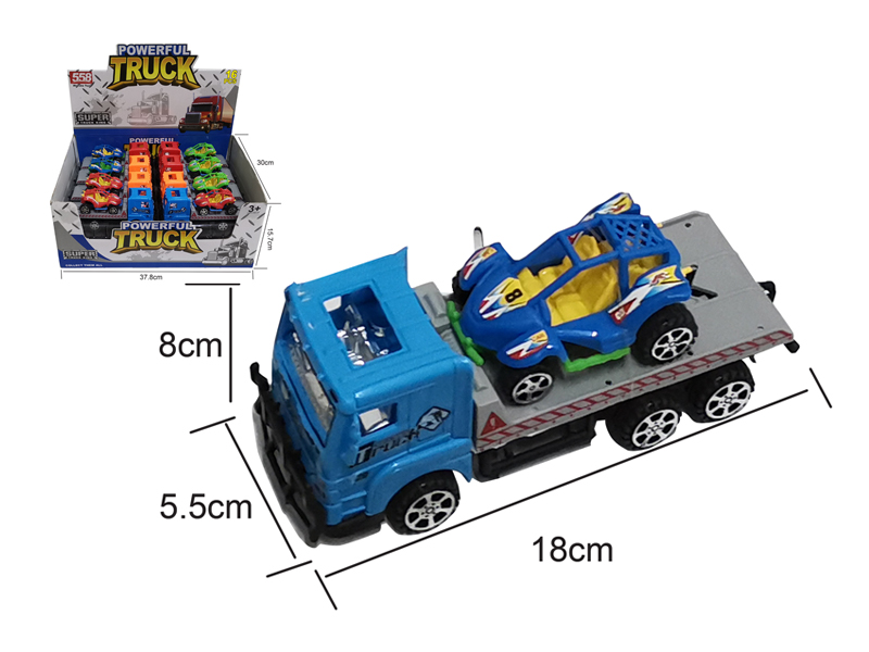 18CM Friction Tow Truck+1PCS 7CM Slide Karting(16PCS)