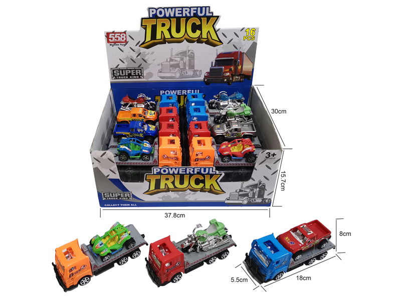 18CM Friction Tow Truck+1PCS 10/9/7CM Slide Car/Motorcycles/Karting(16PCS)